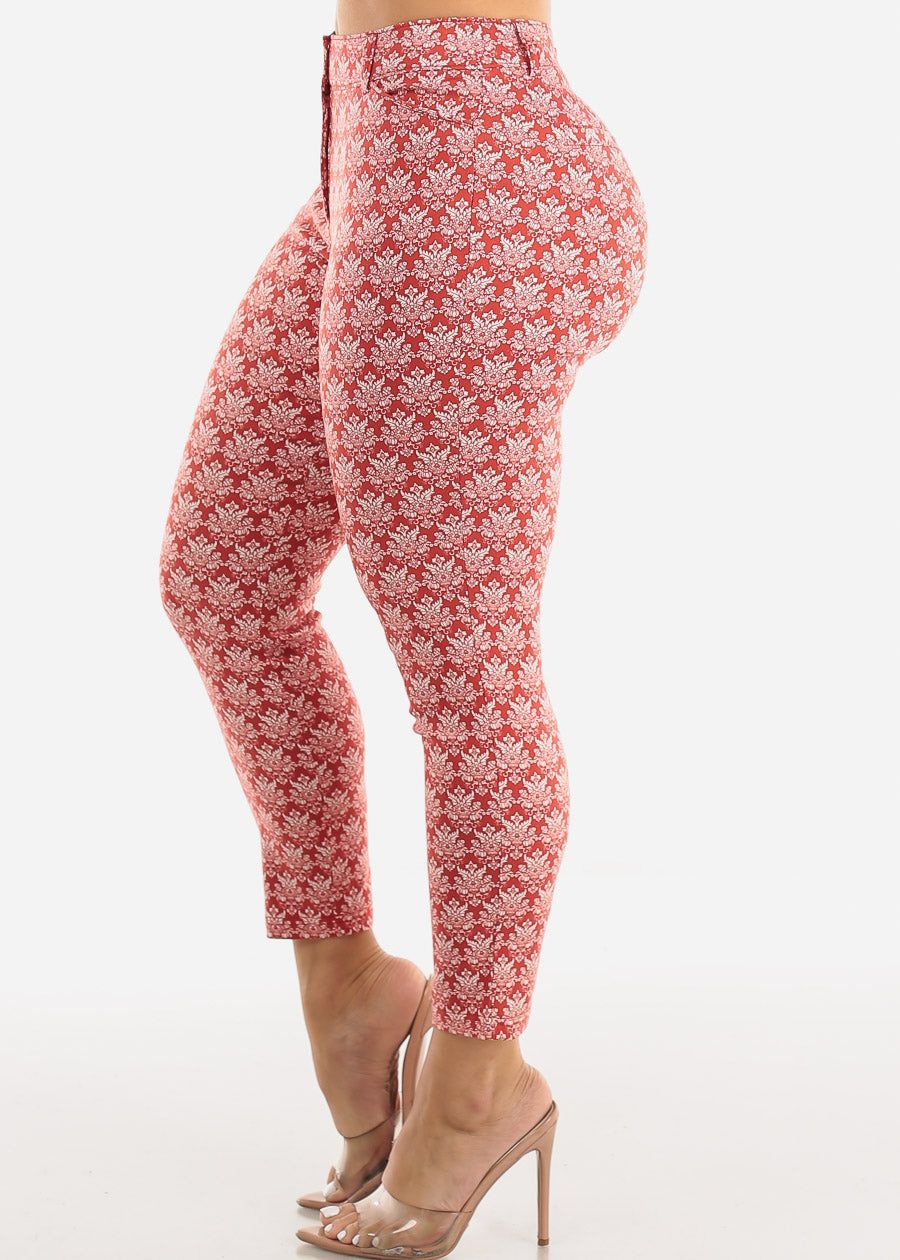 Mid Rise Printed Ankle Length Dressy Pants Rust sold by Moda product image thumbnail 3