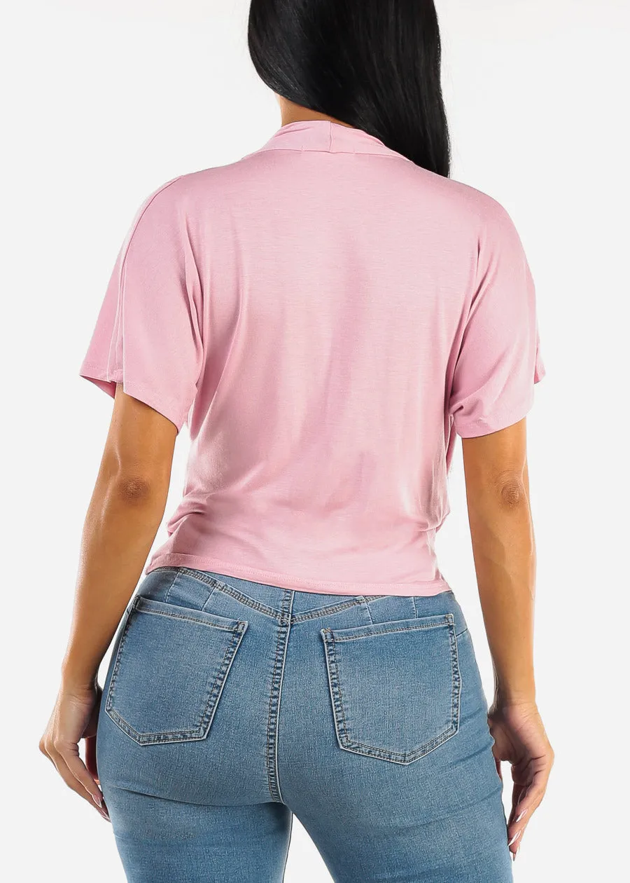 Short Dolman Sleeve Surplice Blouse Pink sold by Moda product image thumbnail 4