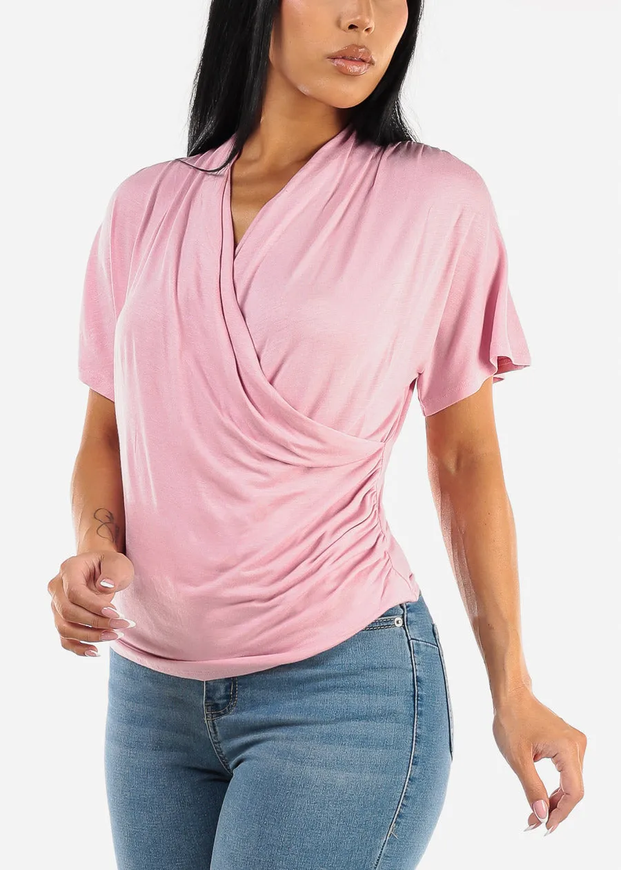Short Dolman Sleeve Surplice Blouse Pink sold by Moda product image thumbnail 5