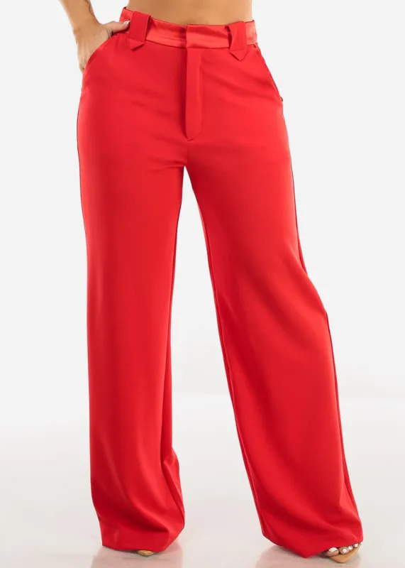Red Wide Leg Stretch Dress Pants sold by Moda