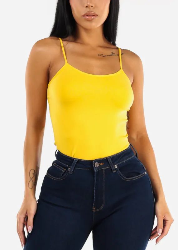 One Size Spaghetti Strap Seamless Top Mustard sold by Moda