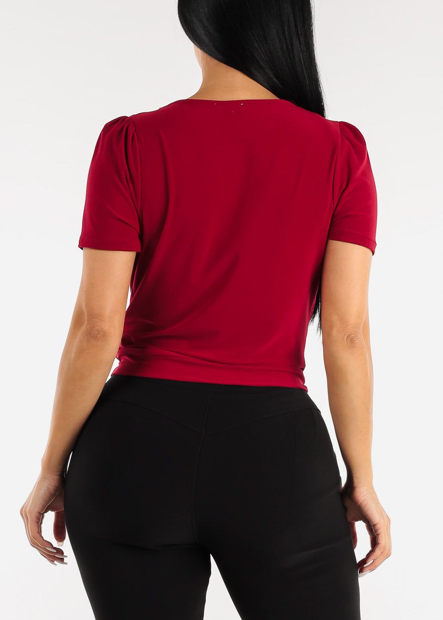 Short Sleeve Surplice Blouse Wine sold by Moda product image thumbnail 4