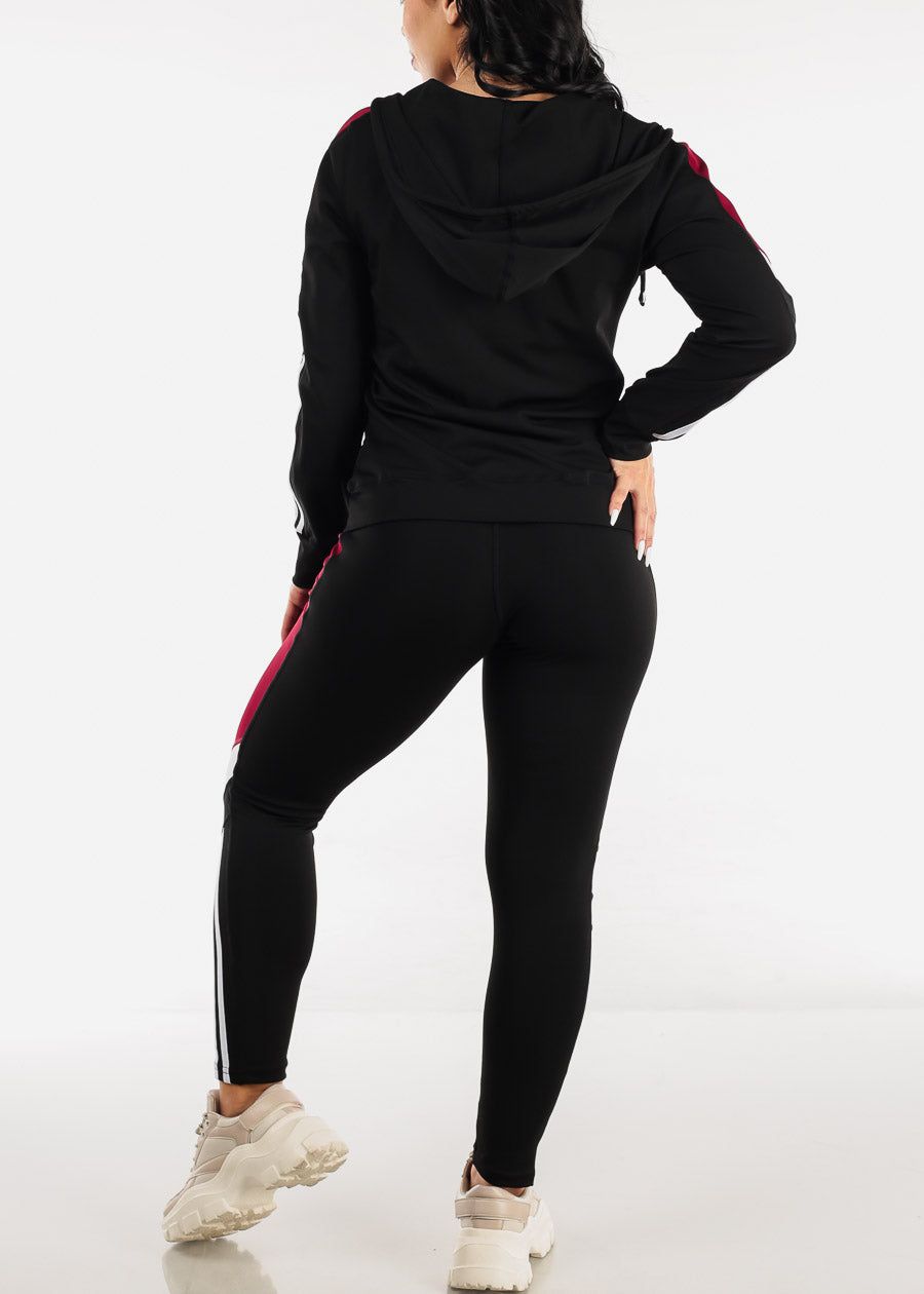 Activewear Jacket, Tank Top & Leggings Burgundy & Black (3 PCE SET) sold by Moda product image thumbnail 4