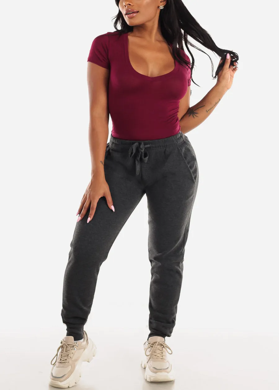 Drawstring Waist Fleece Jogger Sweatpants Charcoal sold by Moda product image thumbnail 2