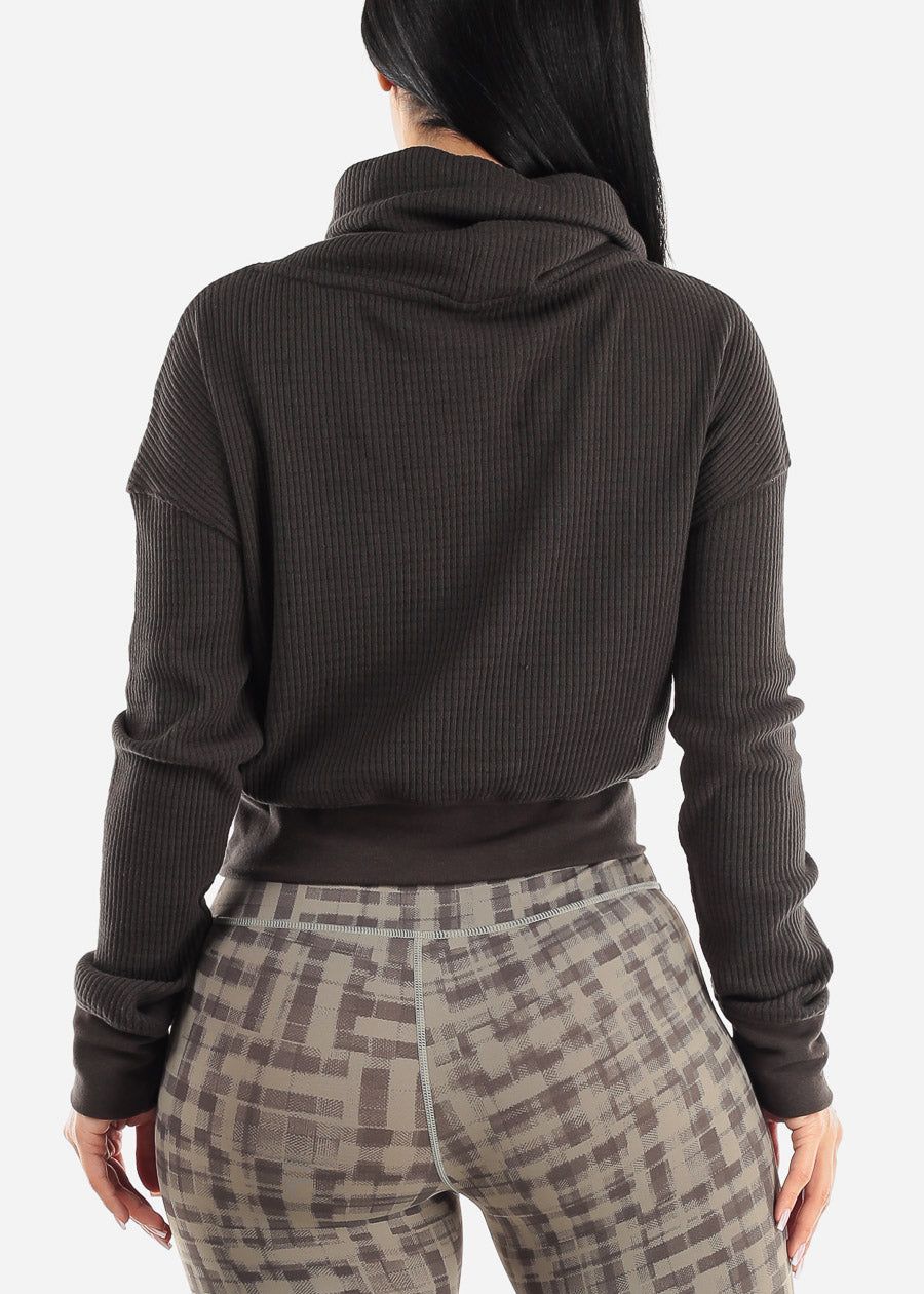 Long Sleeve Cropped Cowl Neck Pullover Charcoal sold by Moda product image thumbnail 4