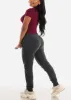 Drawstring Waist Fleece Jogger Sweatpants Charcoal sold by Moda