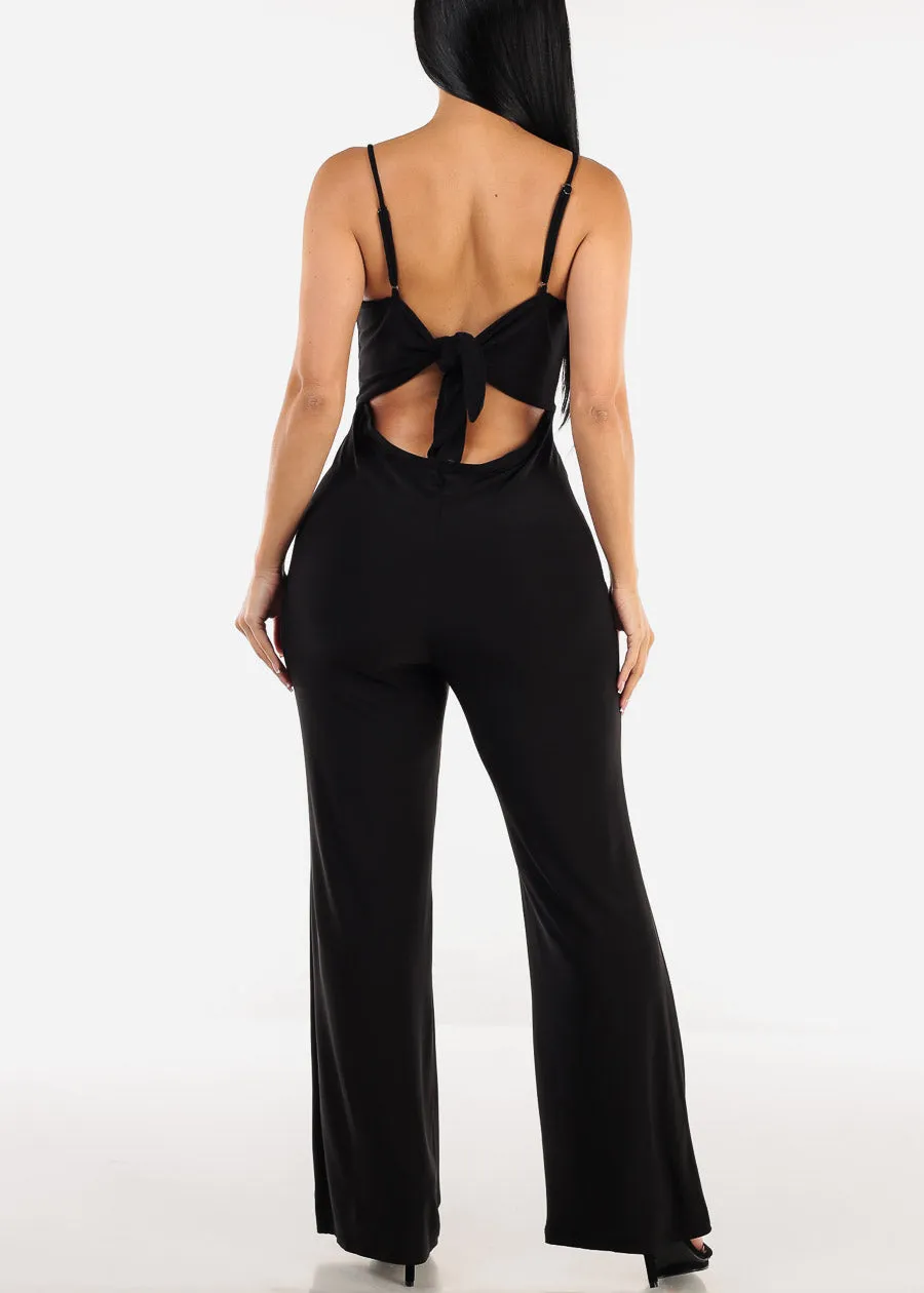 Sleeveless Black Tie Back Wide Leg Jumpsuit sold by Moda product image thumbnail 4