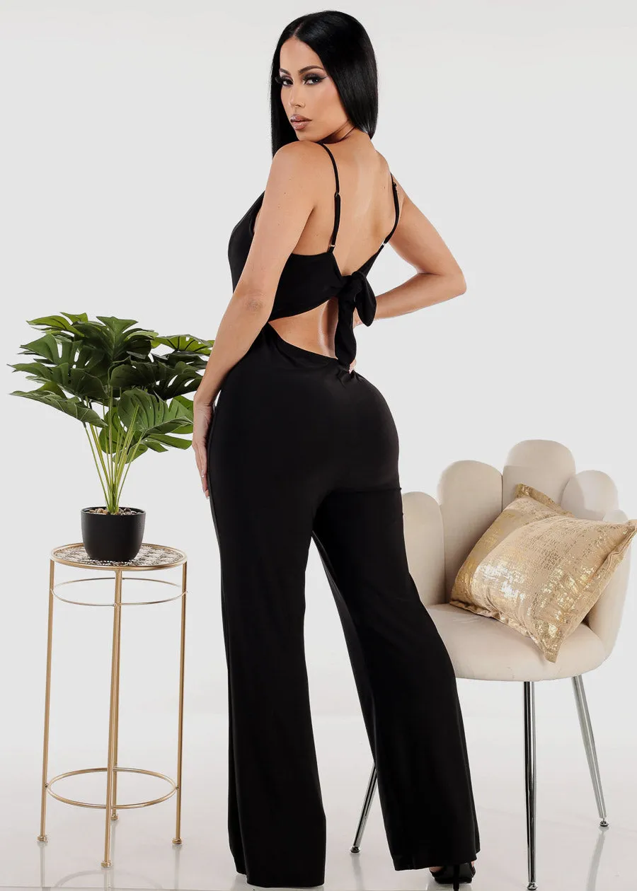 Sleeveless Black Tie Back Wide Leg Jumpsuit sold by Moda product image thumbnail 2