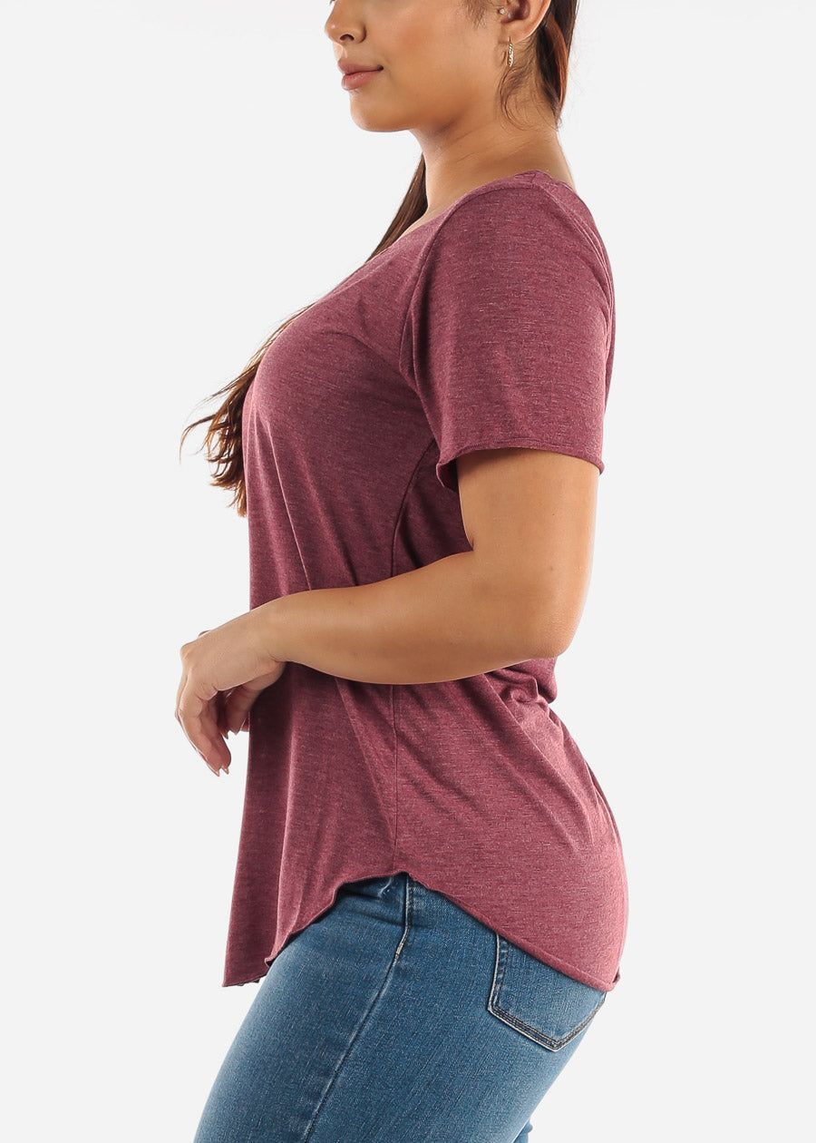 Short Sleeve Round Hem Tee Burgundy sold by Moda product image thumbnail 3