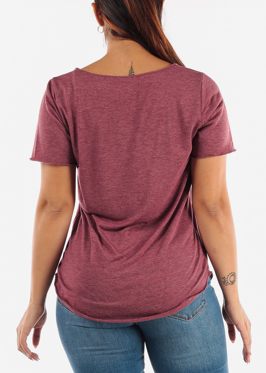 Short Sleeve Round Hem Tee Burgundy sold by Moda product image thumbnail 4