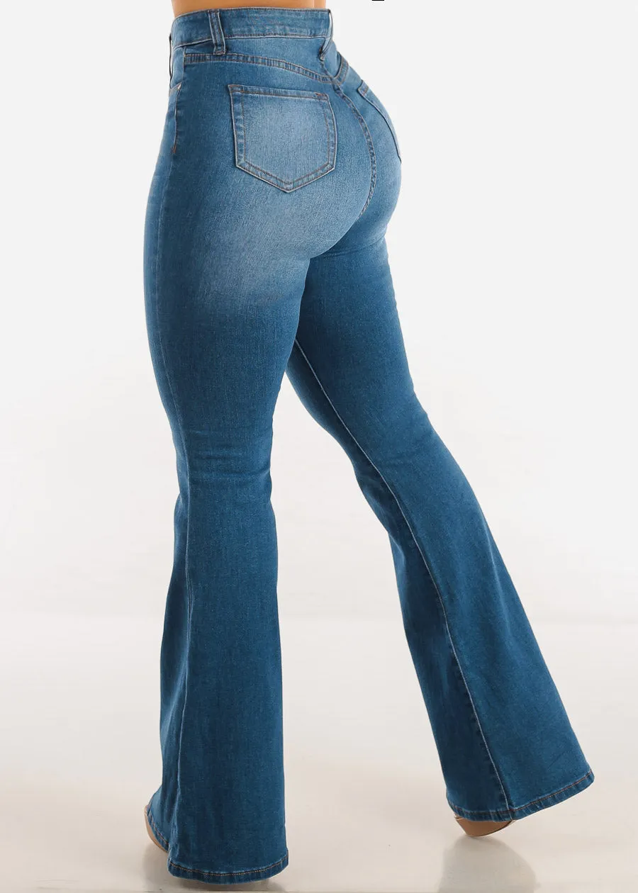 High Waist Butt Lifting Flared Bootcut Jeans Med Wash sold by Moda