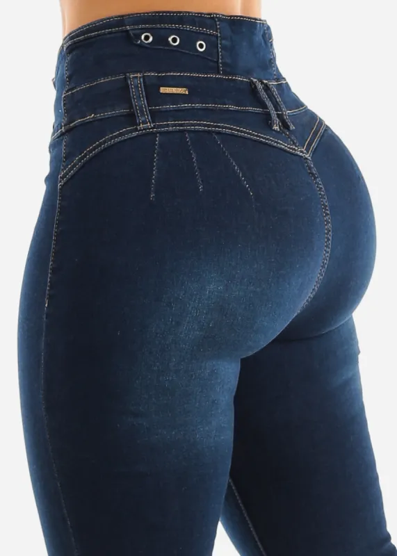 Levantacola High Waisted Skinny Jeans Dark Wash sold by Moda
