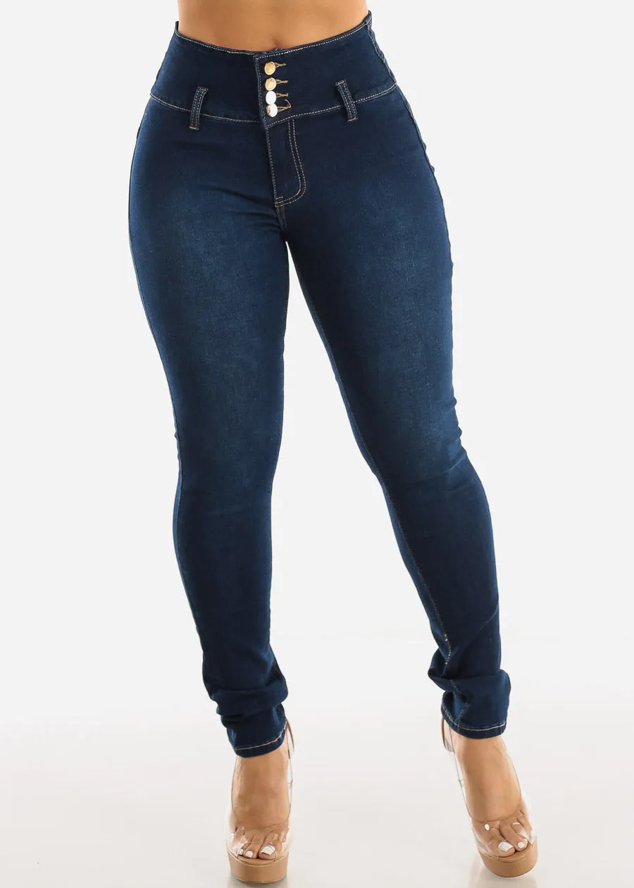 Levantacola High Waisted Skinny Jeans Dark Wash sold by Moda product image thumbnail 3