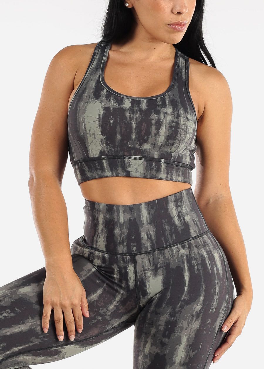 MONO B Cut Out Racerback Sports Bra Tie Dye sold by Moda