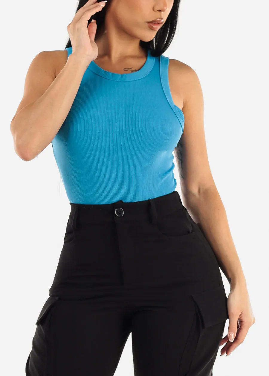 Sleeveless Crewneck Thong Bodysuit Blue sold by Moda product image thumbnail 5