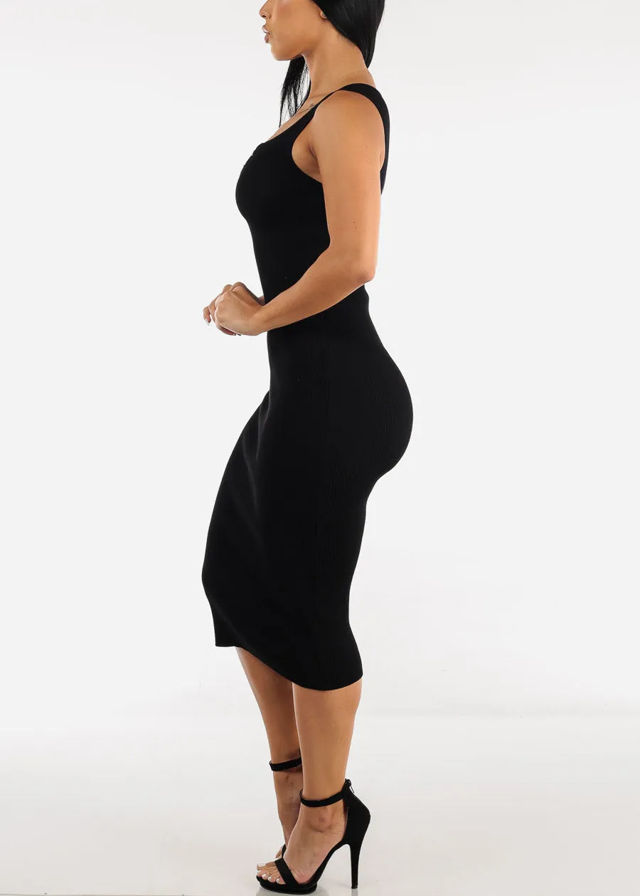 Sleeveless Ribbed Bodycon Midi Dress Black sold by Moda product image thumbnail 2