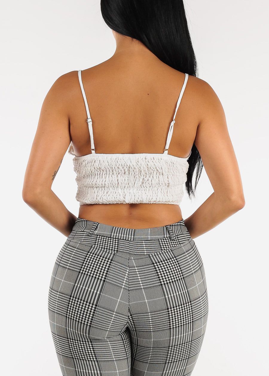 White Sleeveless Lace Up Cami Crop Top sold by Moda product image thumbnail 4