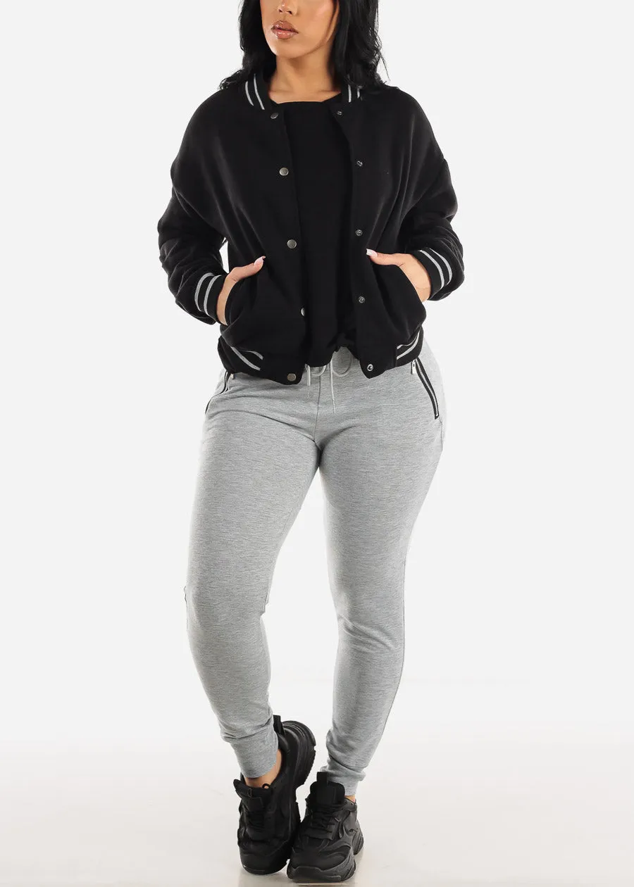 Long Pleated Sleeves Black French Terry Top sold by Moda product image thumbnail 2