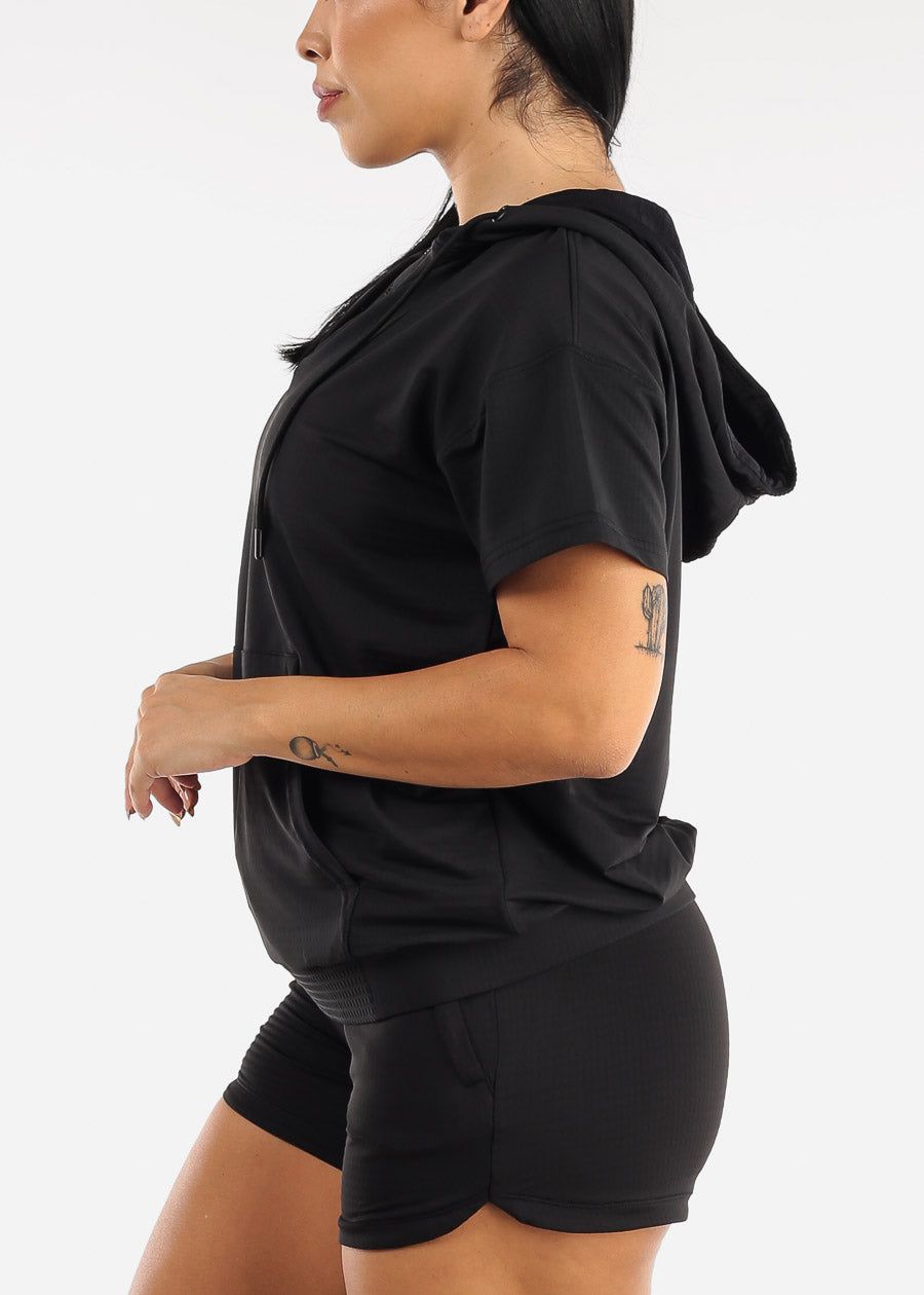 MONO B Black Short Sleeve Active Pullover w Textured Interior sold by Moda product image thumbnail 3