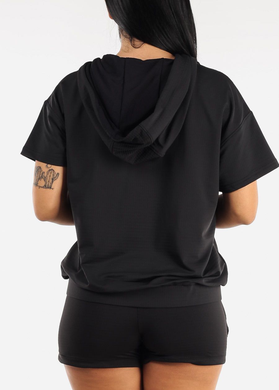 MONO B Black Short Sleeve Active Pullover w Textured Interior sold by Moda product image thumbnail 4