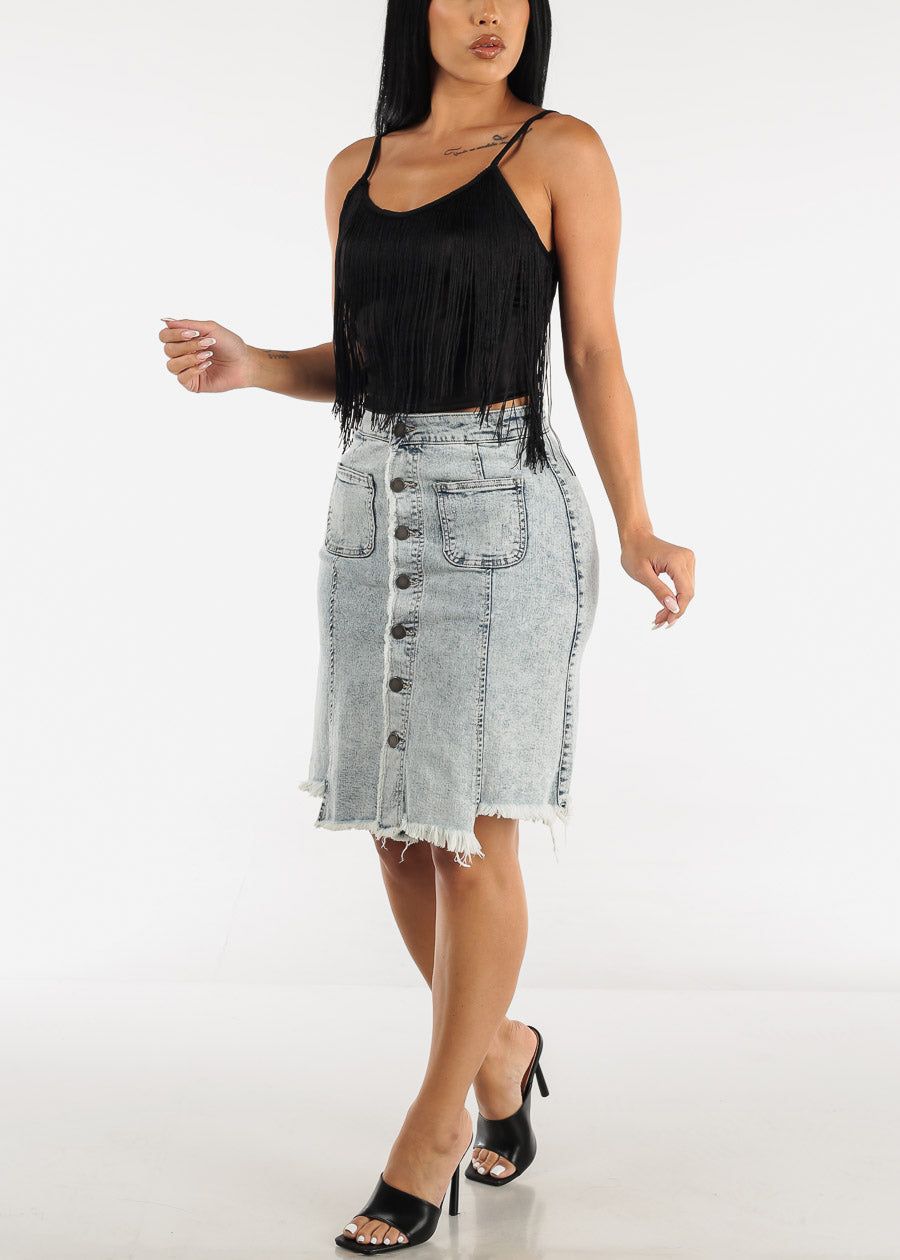 Sleeveless Fringe Trim Black Cami Crop Top sold by Moda product image thumbnail 2