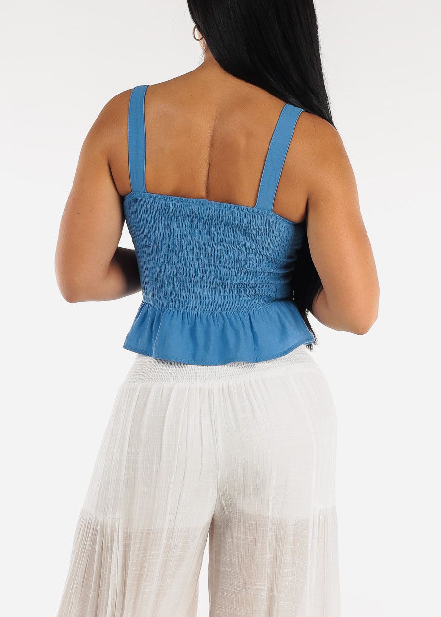 Sleeveless Smocked Peplum Top Blue sold by Moda product image thumbnail 4