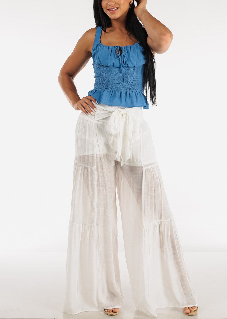 Sleeveless Smocked Peplum Top Blue sold by Moda product image thumbnail 2