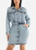 Belted Button Down Acid Wash Denim Mini Dress sold by Moda