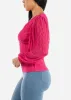 Textured Long Sleeve Surplice Blouse Fuchsia sold by Moda