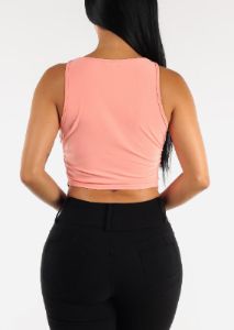 Sleeveless Cowl Neckline Fitted Top Coral sold by Moda