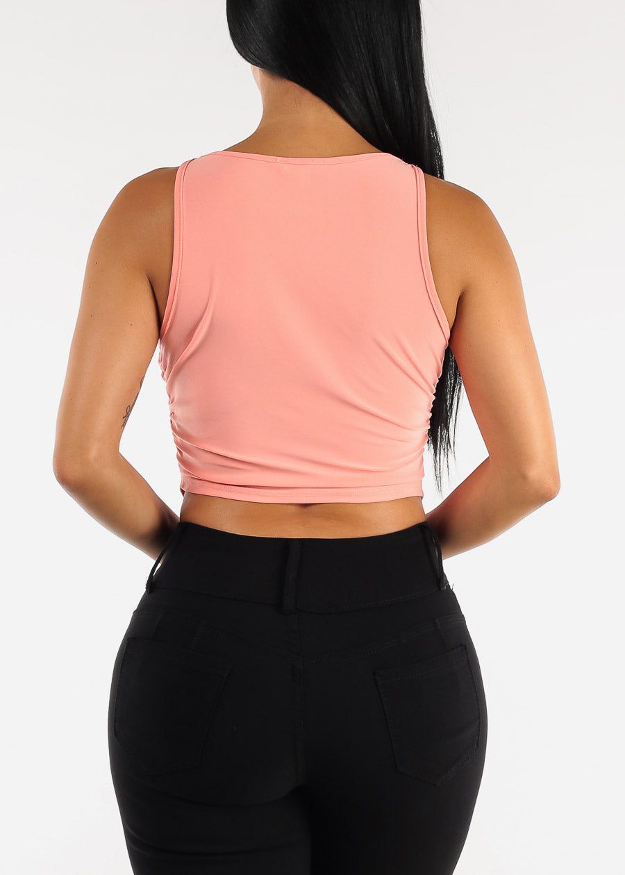 Sleeveless Cowl Neckline Fitted Top Coral sold by Moda product image thumbnail 4