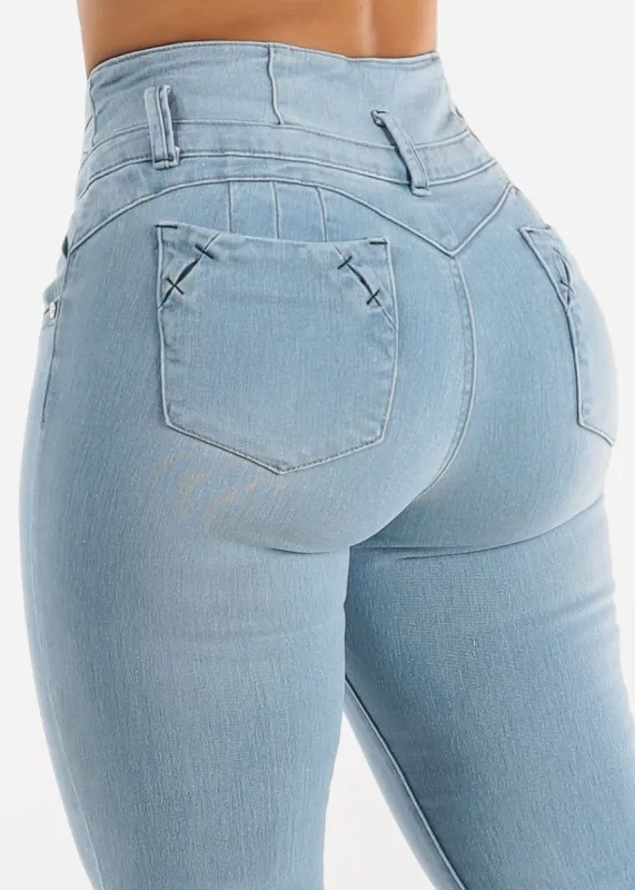 Butt Lifting High Waist Light Blue Skinny Jeans sold by Moda