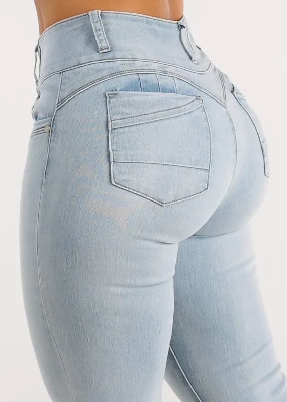 Levantacola High Waisted Light Blue Skinny Jeans sold by Moda
