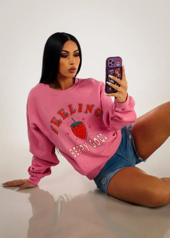 Feeling Berry Good Pink Graphic Sweatshirt sold by Moda