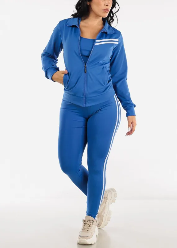 Blue Activewear Jacket, Tank Top & Leggings (3 CPE SET) sold by Moda