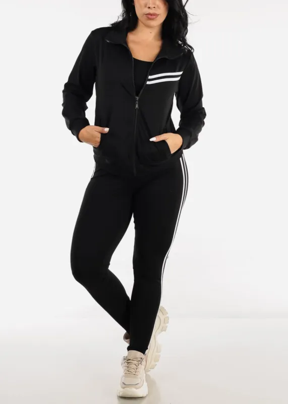 Black Activewear Jacket, Tank Top & Leggings (3 CPE SET) sold by Moda
