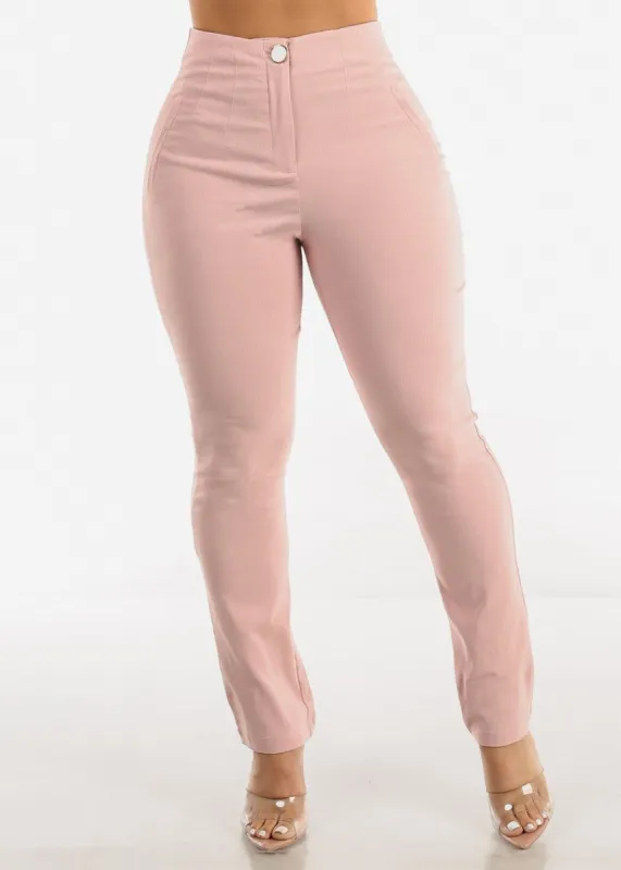 High Waisted Straight Dressy Pants Pink sold by Moda