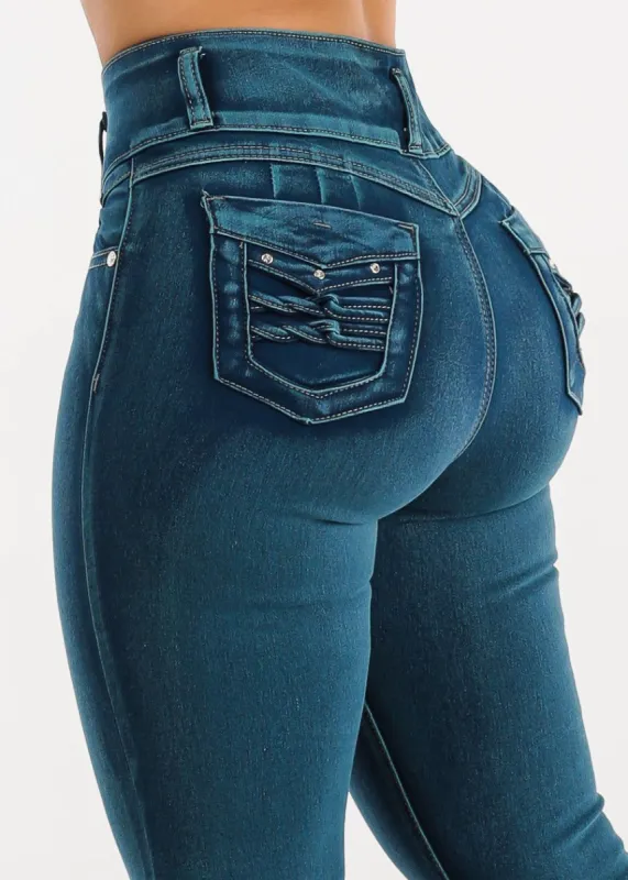 Super High Waisted Levantacola Skinny Jeans Mid Sand Wash sold by Moda