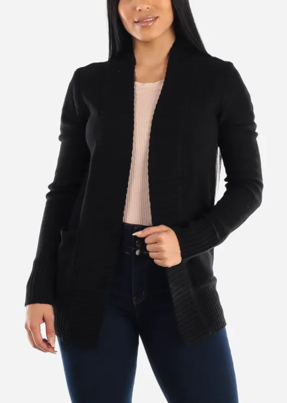 Black Open Front Pocket Cardigan sold by Moda