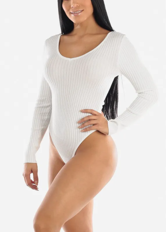 Ivory Ribbed Knit Bodysuit sold by Moda