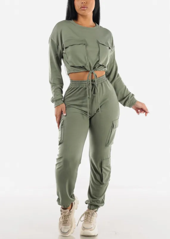 French Terry Sage Top & Joggers (2 PCE SET) sold by Moda