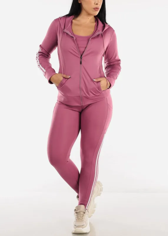 Mauve Activewear Jacket, Tank Top & Leggings (3 PCE SET) sold by Moda