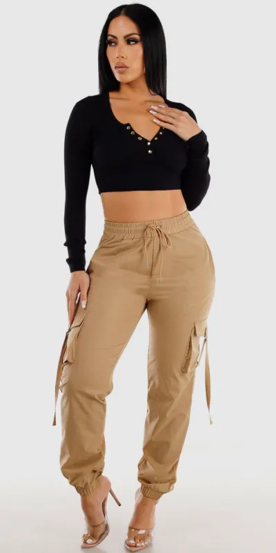 Khaki Drawstring Cargo Combo sold by Moda