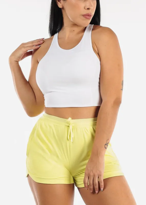 MONO B White Ribbed Racerback Sports Bra Tank Top sold by Moda