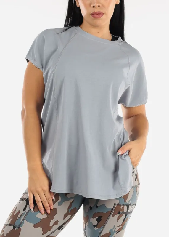Pima Cotton Crewneck Tunic Tee Light Blue sold by Moda