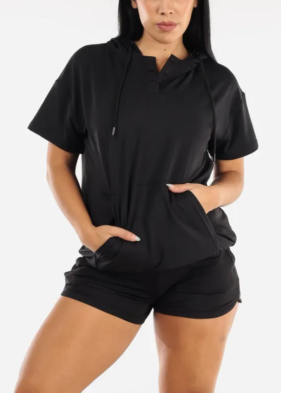 MONO B Black Short Sleeve Active Pullover w Textured Interior sold by Moda