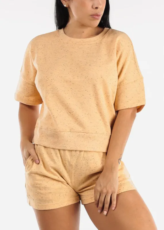 MONO B Athleisure Peach Short Sleeve Top & Shorts Cotton Blend (2 PCE SET) sold by Moda