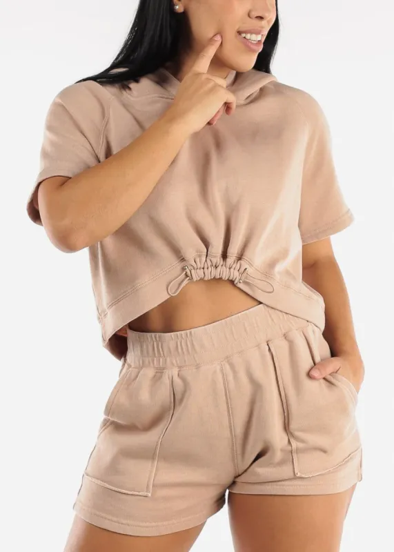 MONO B Burnout Wash Cropped Cinch Pink Active Hoody made by Moda