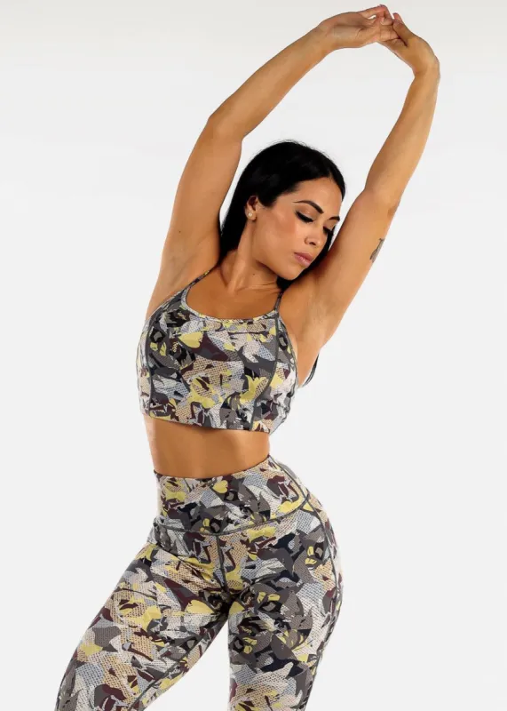 MONO B Adjustable Straps Abstract Pop Art Cami Sports Bra sold by Moda