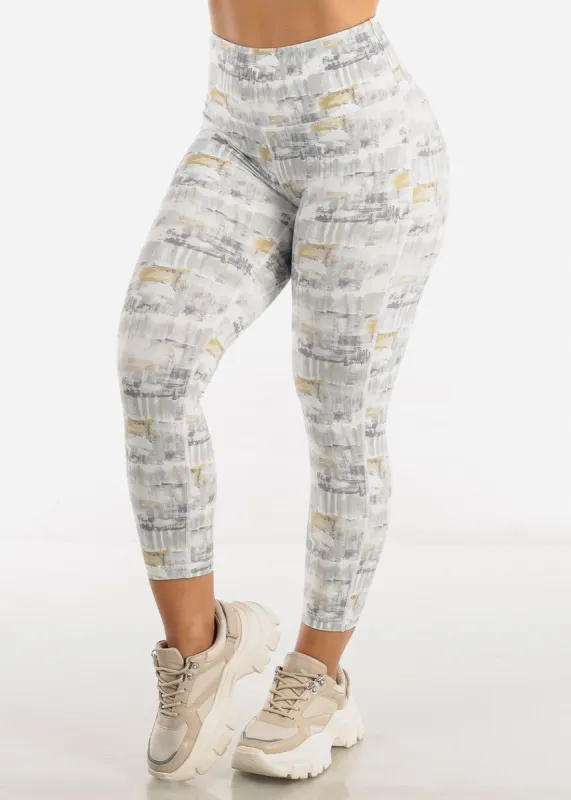 MONO B Activewear High Waisted Printed Capri Leggings made by Moda